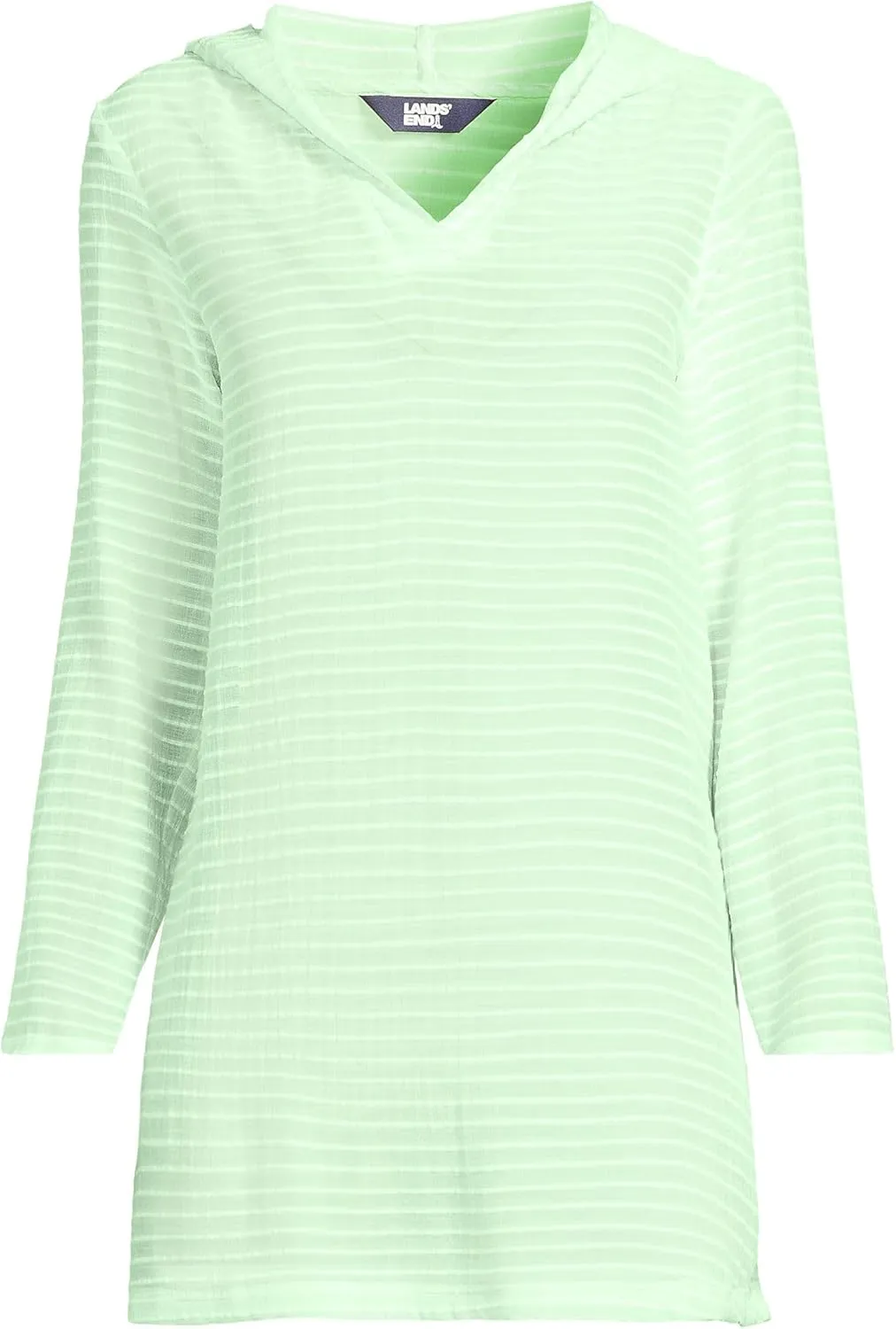 Lands' End Women's Cotton Jersey Long Sleeve Hooded Swim Cover-up Dress