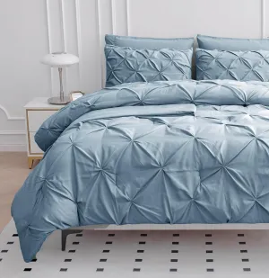 Lane Linen Twin Comforter Set with Sheets, Pillowcase & Sham - Bed in a Bag, 5 Piece - Pintuck - French Blue