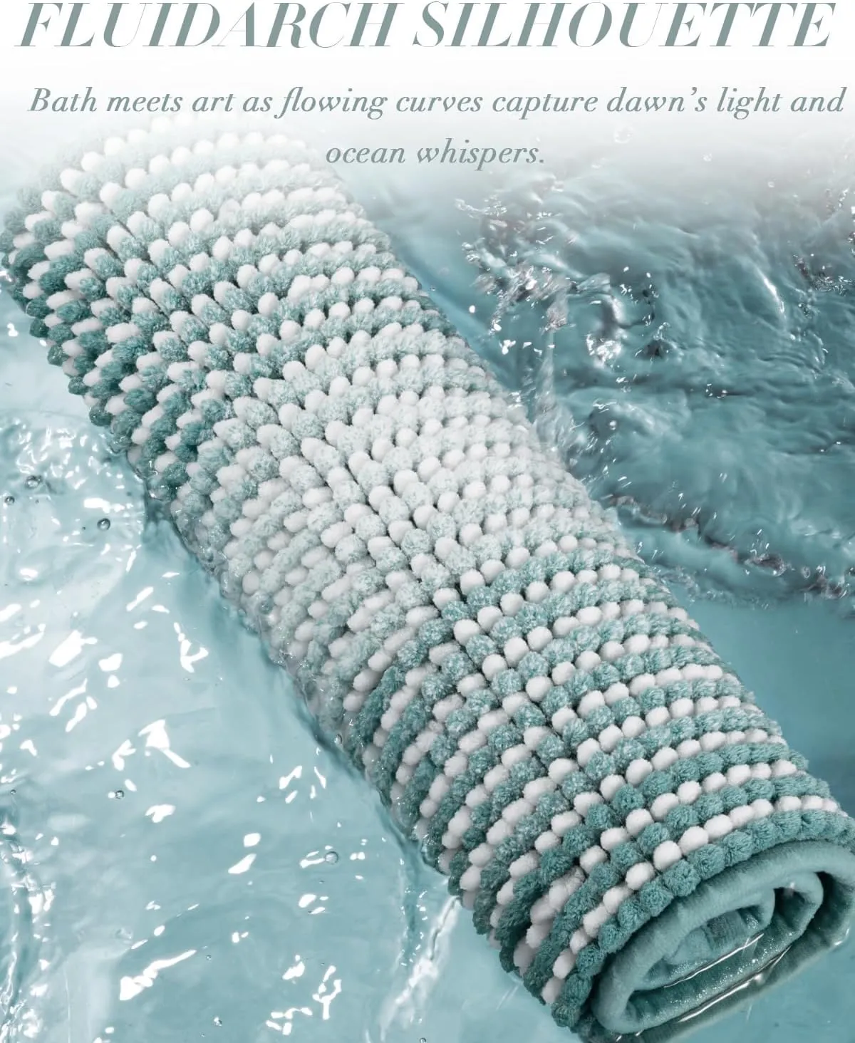 Large Bathroom Rugs Non Slip, Chenille Bath Mat Shower Rug Soft Water Absorbent Bathmat Bath Rug in Front of Bathtub Sink Bathroom Floor, Quick Dry Machine Washable, 24" x 43" Sea Green