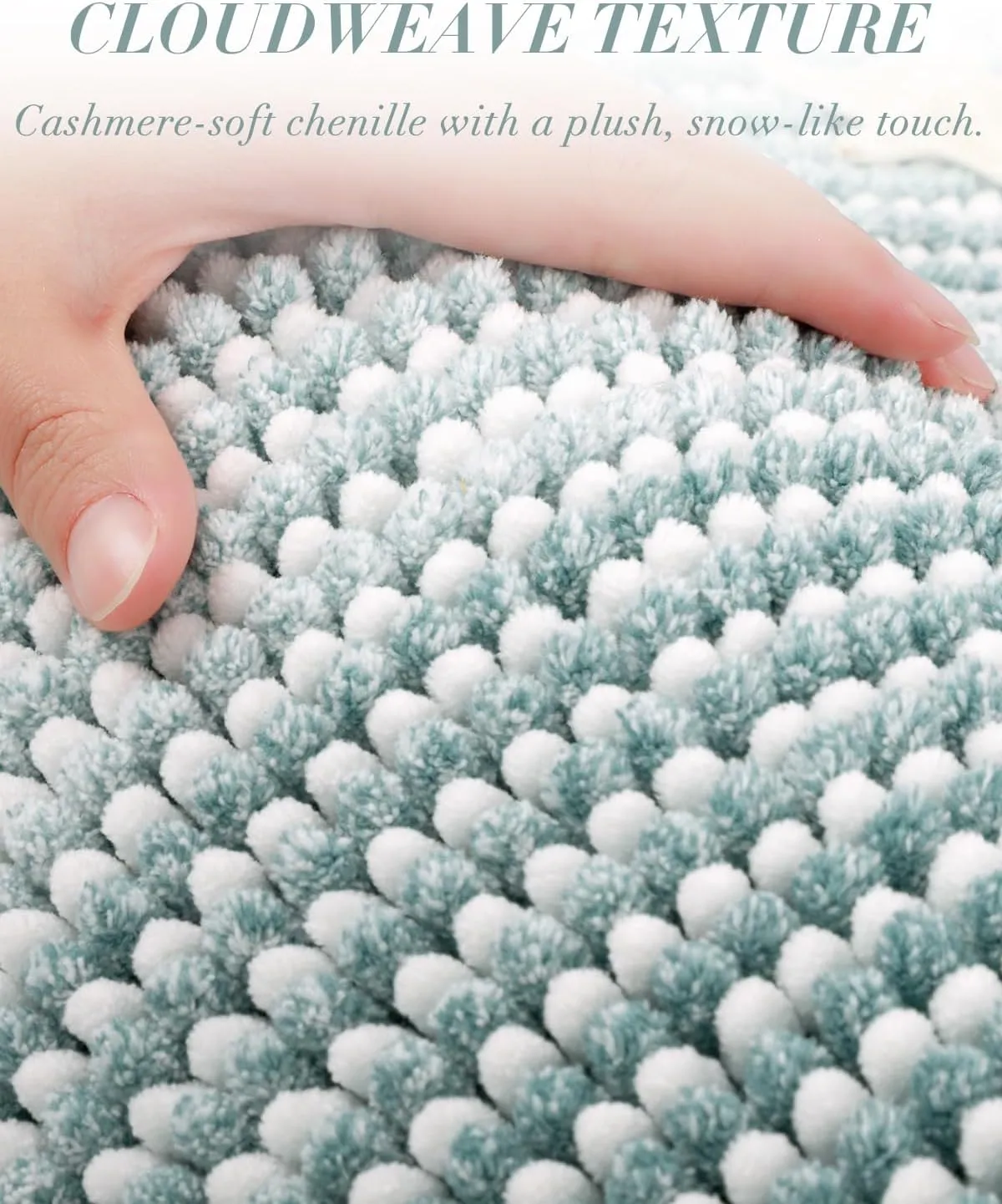 Large Bathroom Rugs Non Slip, Chenille Bath Mat Shower Rug Soft Water Absorbent Bathmat Bath Rug in Front of Bathtub Sink Bathroom Floor, Quick Dry Machine Washable, 24" x 43" Sea Green