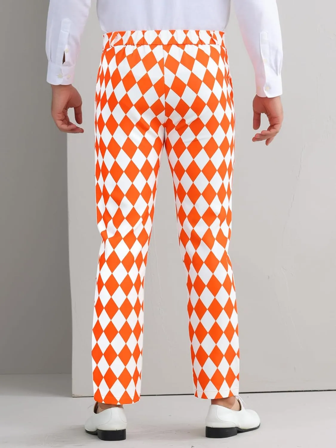 Lars Amadeus Printed Dress Pants for Men's Regular Fit Flat Front Business Suit Trousers