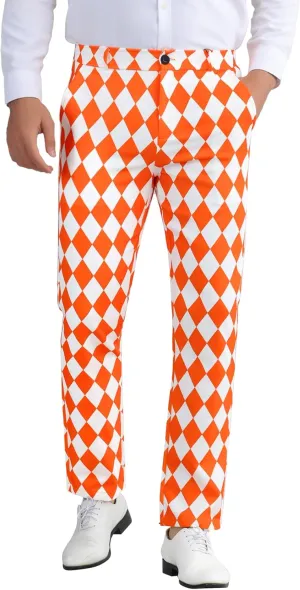 Lars Amadeus Printed Dress Pants for Men's Regular Fit Flat Front Business Suit Trousers
