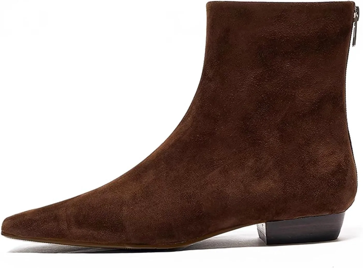 LEMUTISME Women's Stylish Square Toe Matte Leather/Suede/Animal Pattern Comfort Casual Low Flat Heel Dress Chelsea Ankle Booties