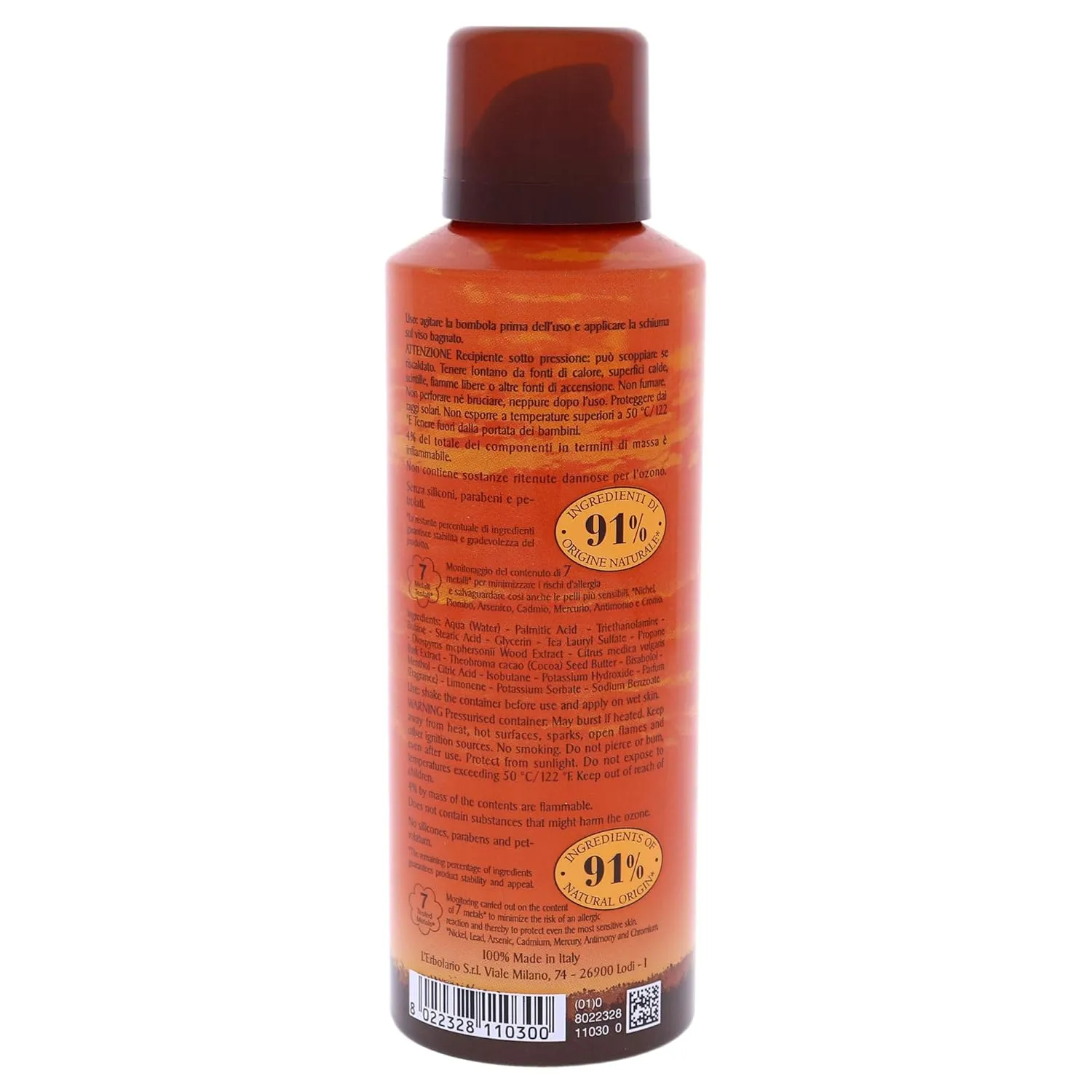 L'Erbolario Notes Of Ebony Shaving Foam - Gentle Foam For A Perfect Shave - Leaves Skin Fresh And Moisturized - Prepares Face For Shaving - Perfect Masculine Scent - Paraben And Cruelty Free - 6.7 Oz