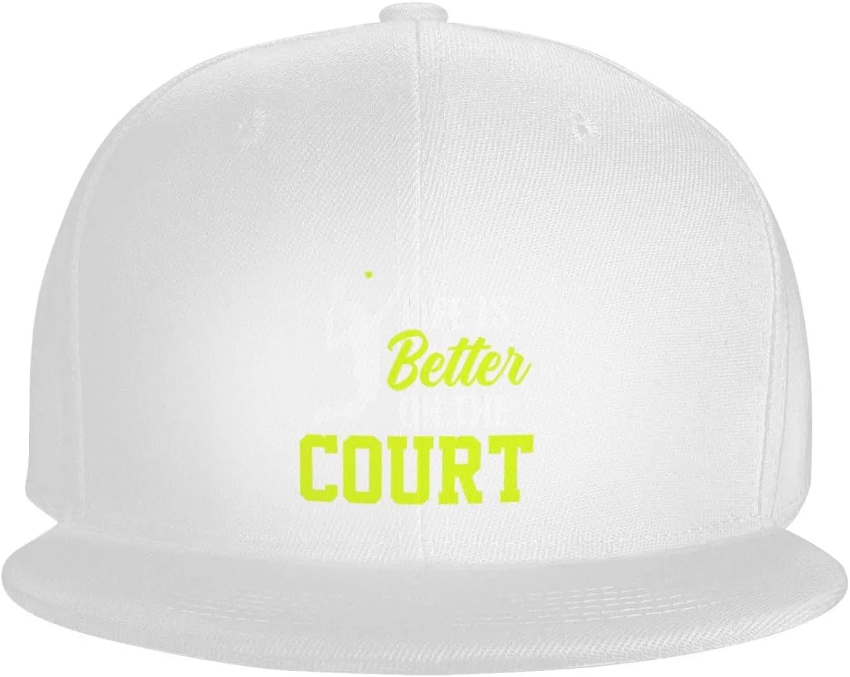 Life is Better On The Court Snapback Hat for Men Women Baseball Cap Adjustable Flat Bill Brim Hats