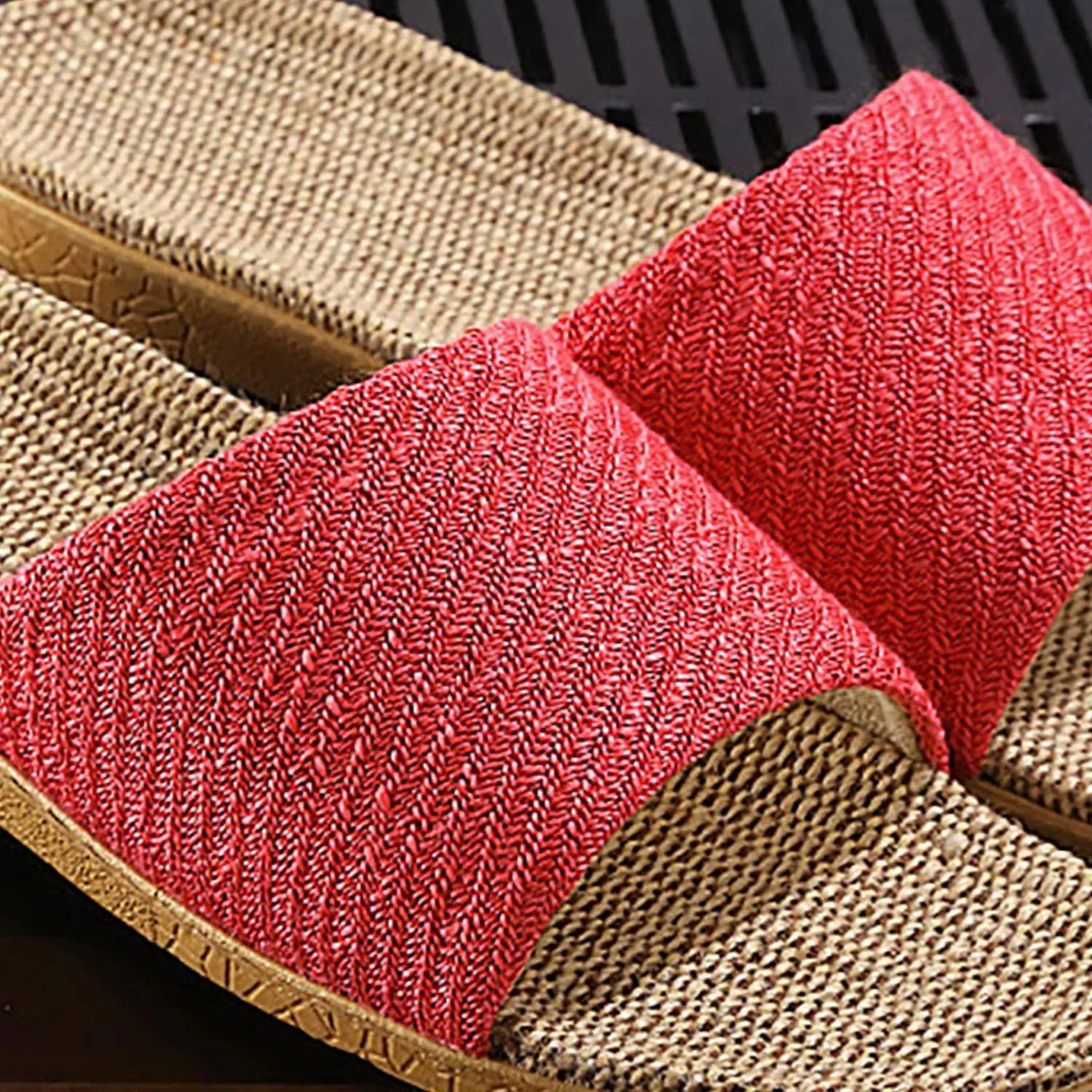 Linen summer non-slip indoor slippers Non-slip spa slippers Comfortable slippers