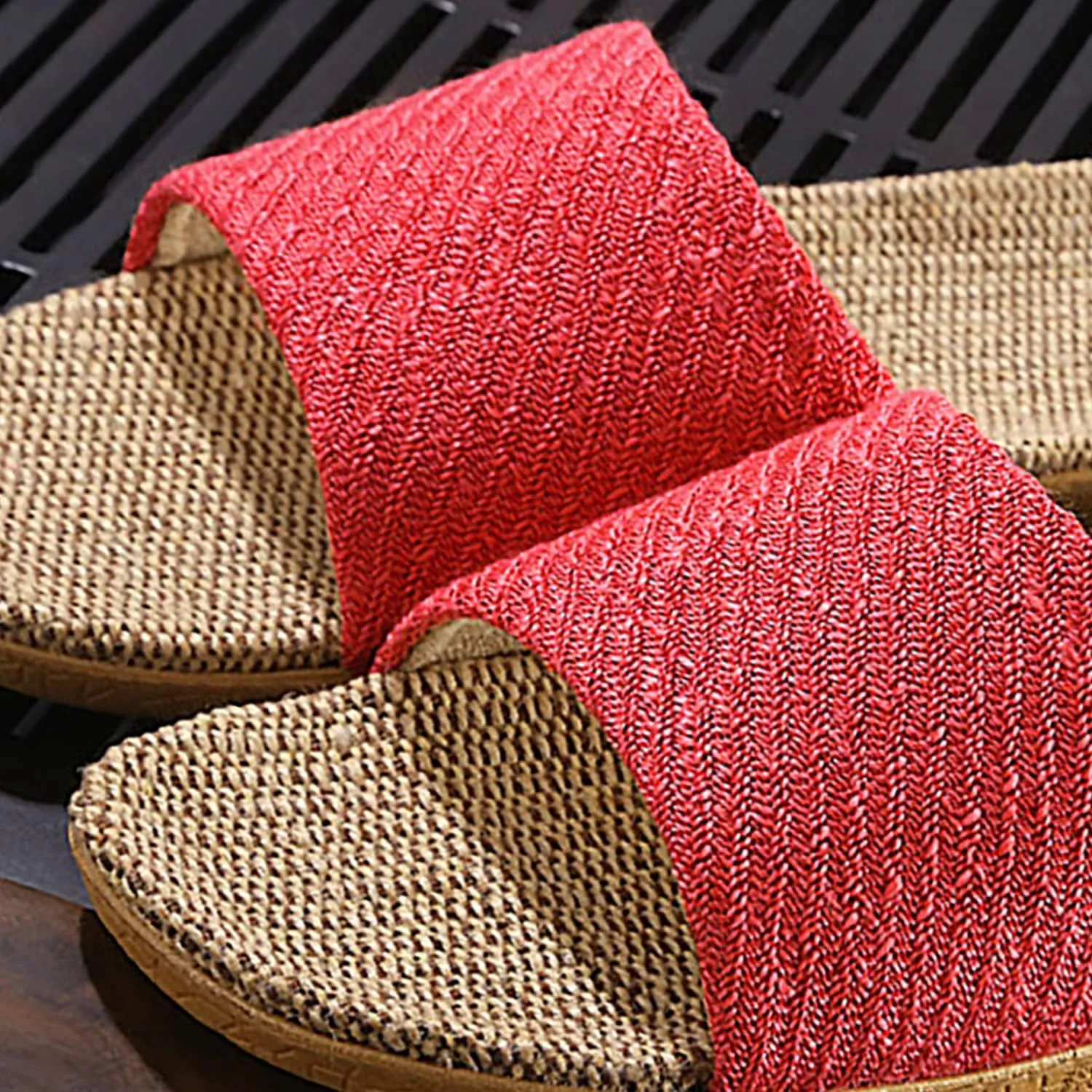 Linen summer non-slip indoor slippers Non-slip spa slippers Comfortable slippers