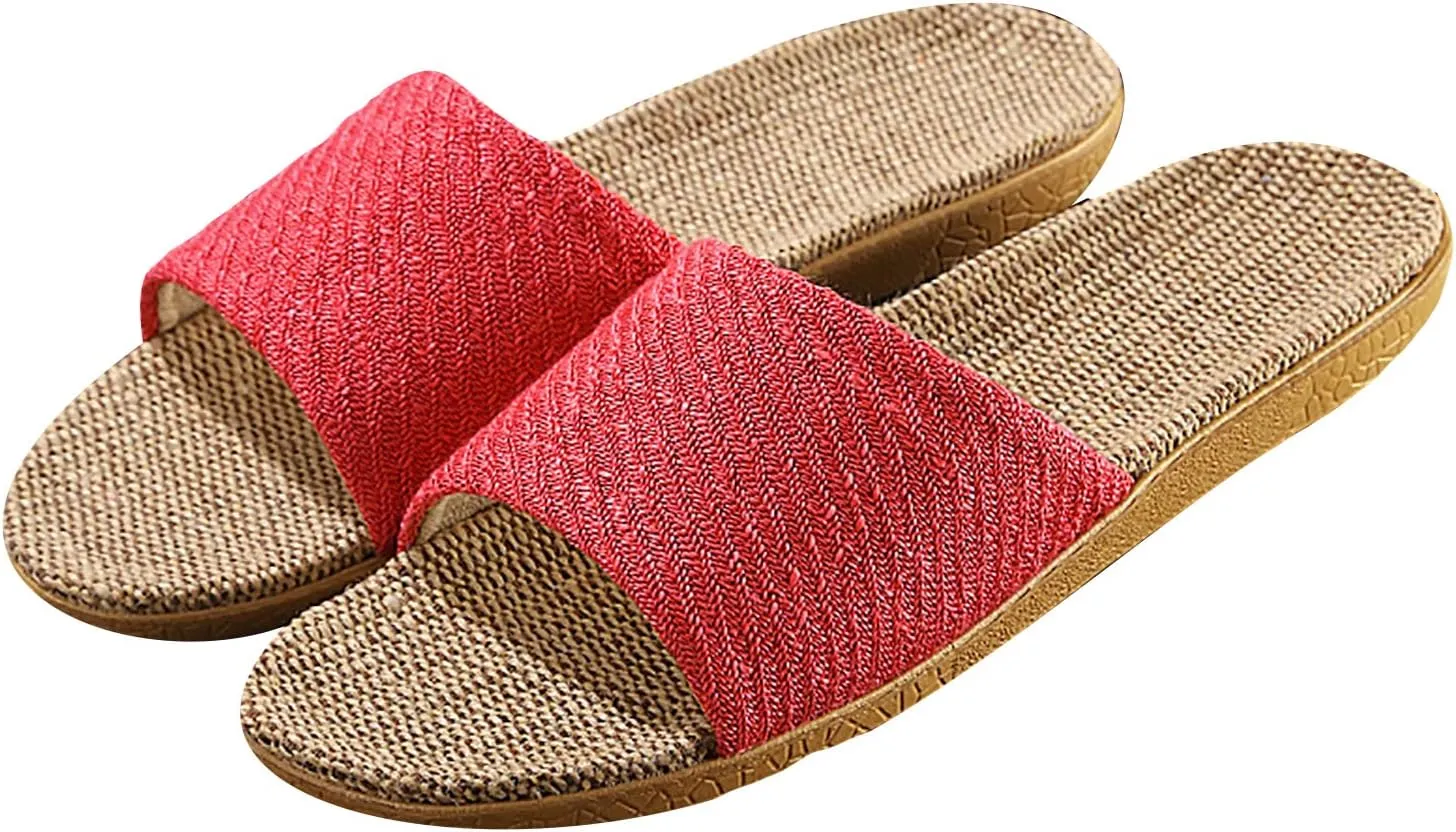 Linen summer non-slip indoor slippers Non-slip spa slippers Comfortable slippers