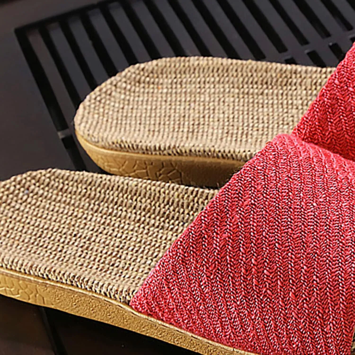 Linen summer non-slip indoor slippers Non-slip spa slippers Comfortable slippers