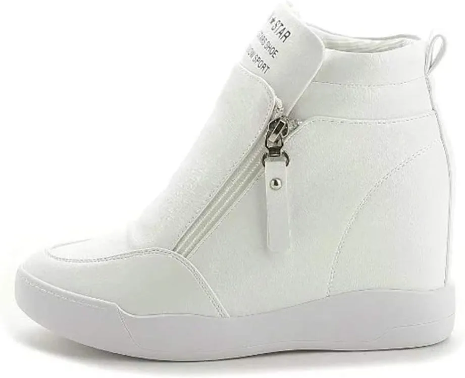 LIURUIJIA Women's Platform Hidden Wedge Sneakers High-Top Fashion Sneakers Dressy Casual Tennis Shoes Ankle Boots