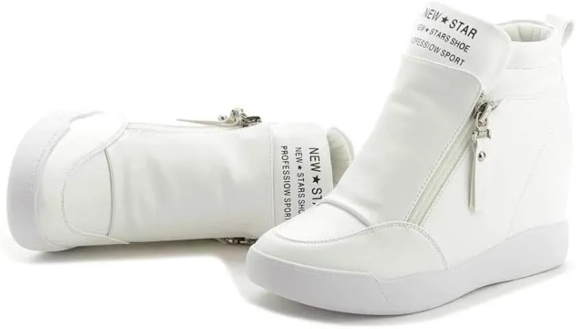LIURUIJIA Women's Platform Hidden Wedge Sneakers High-Top Fashion Sneakers Dressy Casual Tennis Shoes Ankle Boots