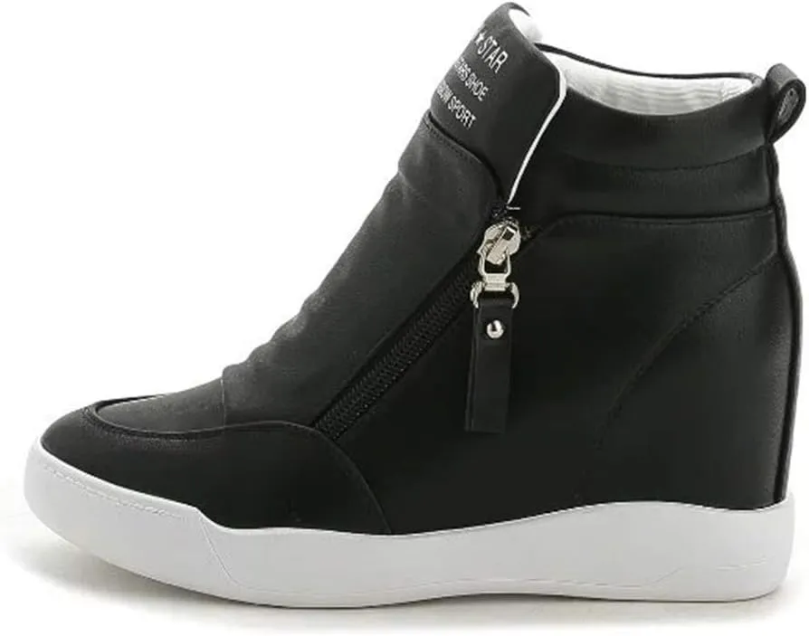 LIURUIJIA Women's Platform Hidden Wedge Sneakers High-Top Fashion Sneakers Dressy Casual Tennis Shoes Ankle Boots