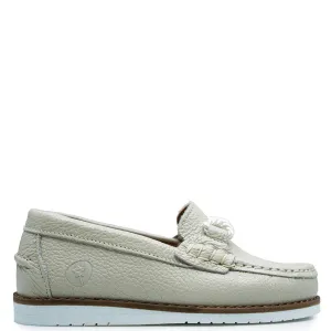 LMDI Cream Leather Rope Boat Loafer