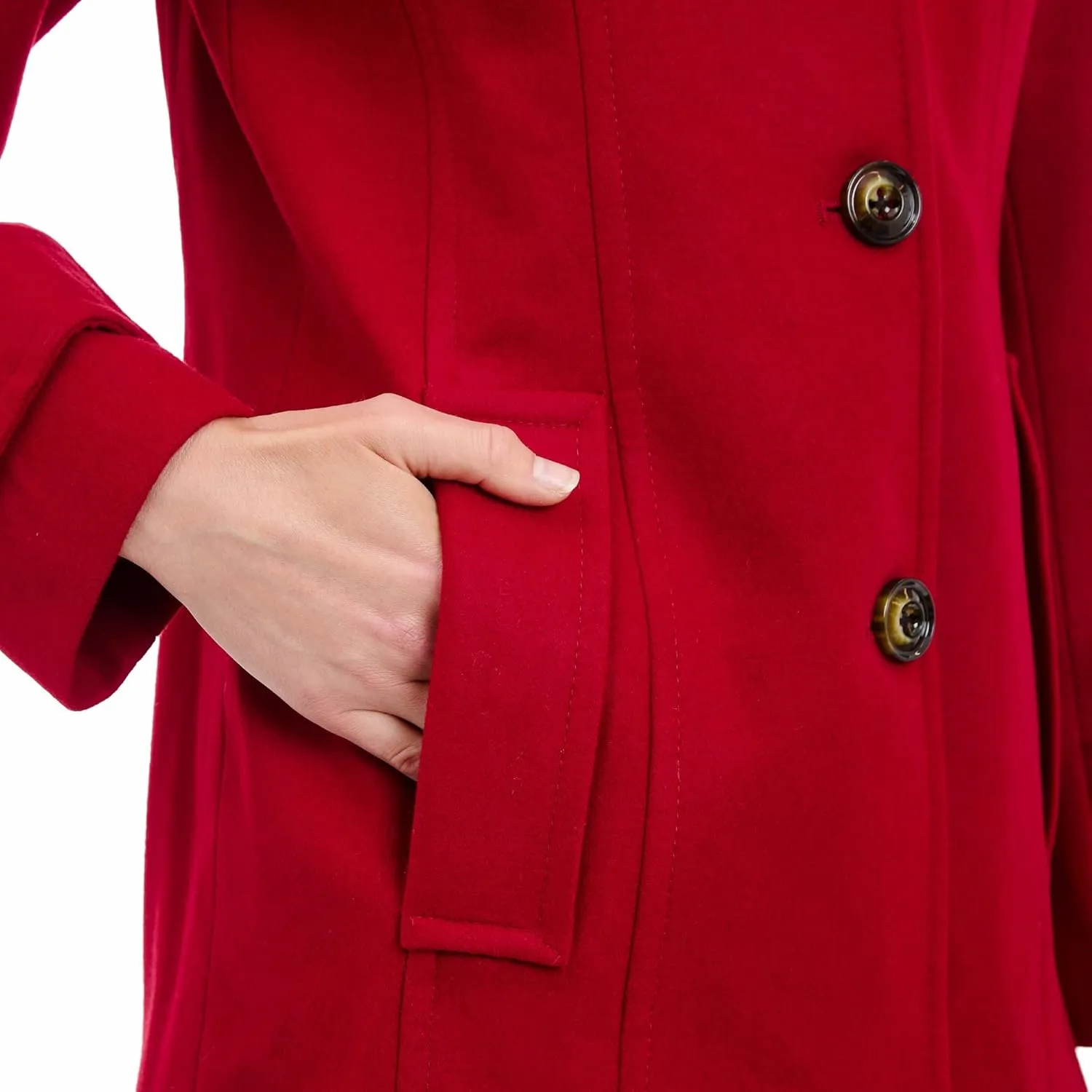 LONDON FOG Women's Single-Breasted Wool Blend Coat with Scarf