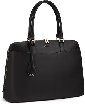 LOVEVOOK Laptop Bag for Women, 15.6 Inch Work Tote Bag, Large Purse Professional Computer Bag, Stylish Business Office Briefcase,Black