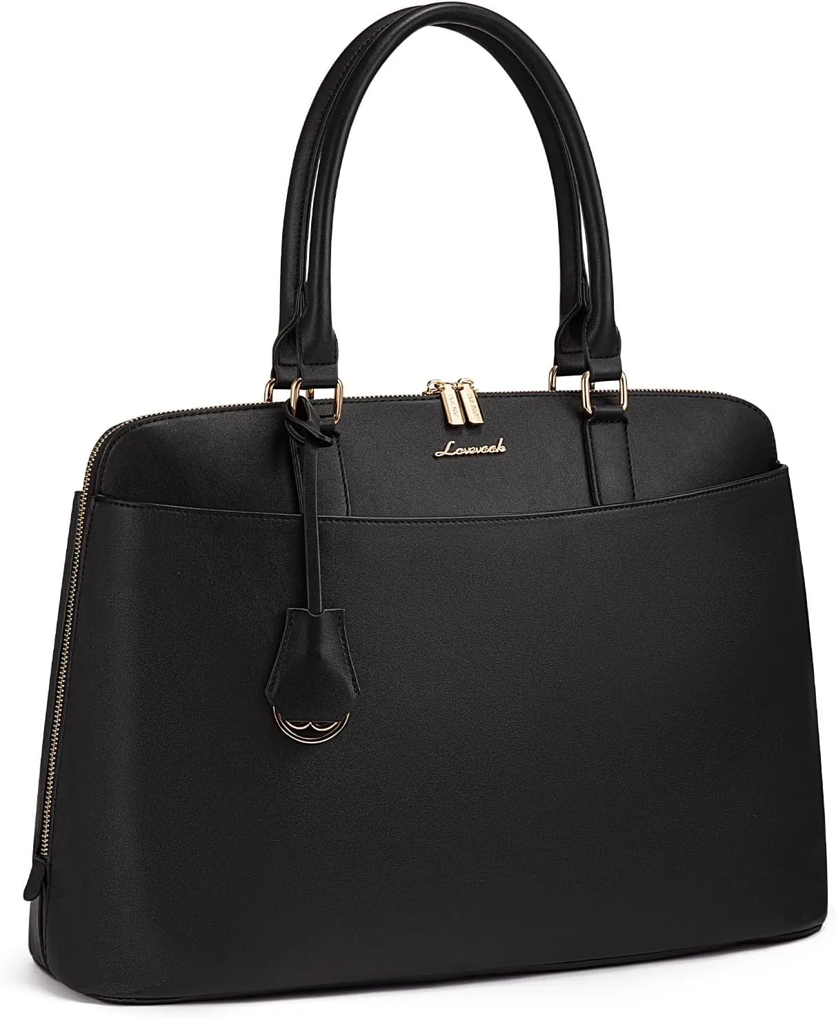 LOVEVOOK Laptop Bag for Women, 15.6 Inch Work Tote Bag, Large Purse Professional Computer Bag, Stylish Business Office Briefcase,Black