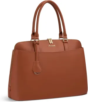 LOVEVOOK Laptop Bag for Women, 15.6 Inch Work Tote Bag, Large Purse Professional Computer Bag, Stylish Business Office Briefcase,Brown