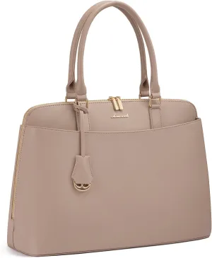 LOVEVOOK Laptop Bag for Women, 15.6 Inch Work Tote Bag, Large Purse Professional Computer Bag, Stylish Business Office Briefcase,Khaki