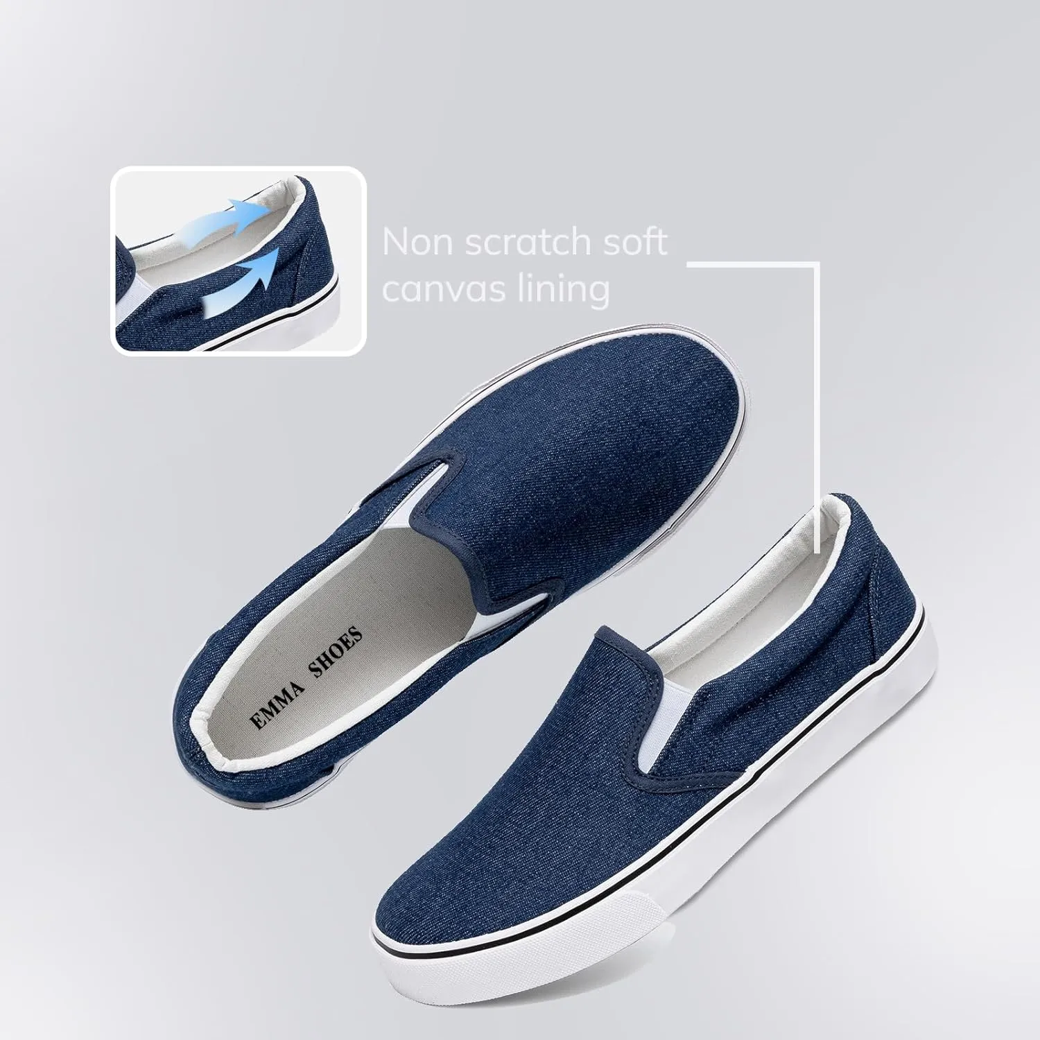 Low-Top Slip Ons Women's Fashion Sneakers Casual Canvas Sneakers for Women Comfortable Flats Breathable Padded Insole Slip on Sneakers Women Low Slip on Shoes