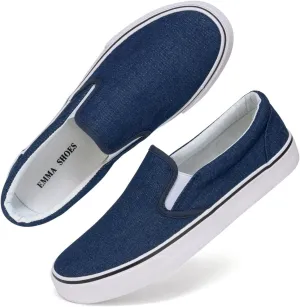 Low-Top Slip Ons Women's Fashion Sneakers Casual Canvas Sneakers for Women Comfortable Flats Breathable Padded Insole Slip on Sneakers Women Low Slip on Shoes