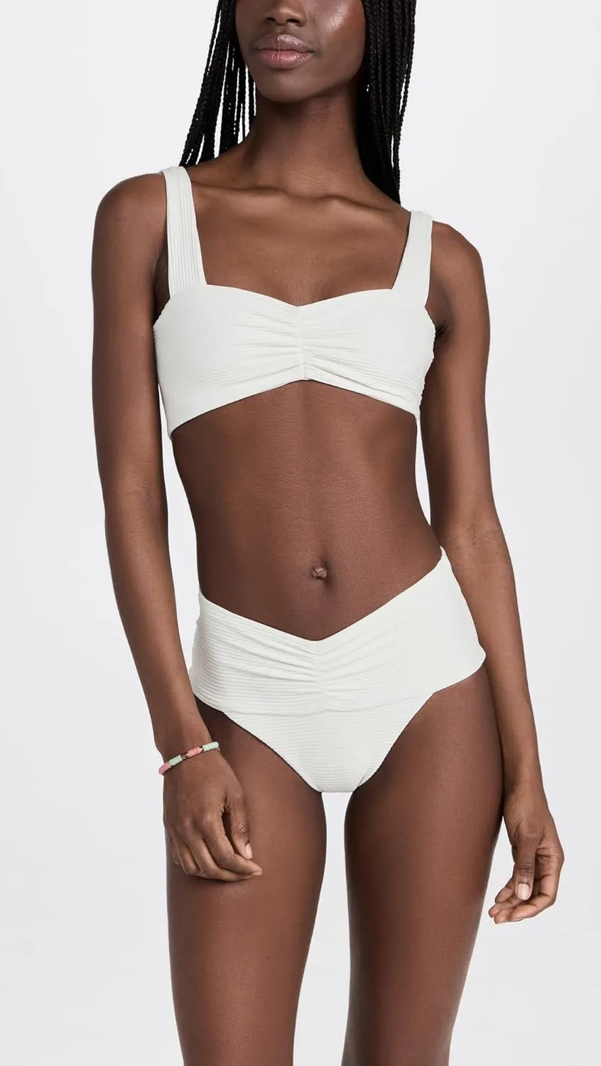 L*Space Eco Chic Econyl Marlee Bikini Top for Women, Eco Ribbed Stylish Swim Bralette with Front Ruching