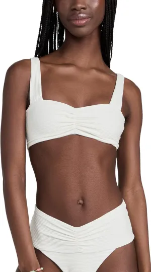 L*Space Eco Chic Econyl Marlee Bikini Top for Women, Eco Ribbed Stylish Swim Bralette with Front Ruching