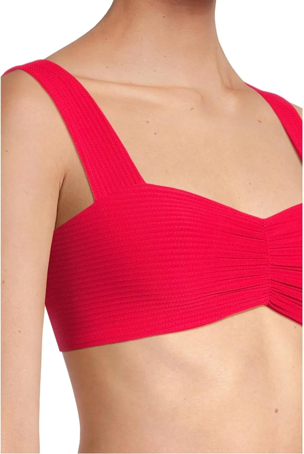 L*Space Eco Chic Econyl Marlee Bikini Top for Women, Eco Ribbed Stylish Swim Bralette with Front Ruching