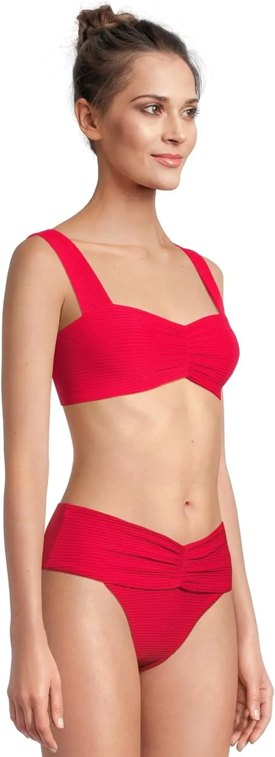 L*Space Eco Chic Econyl Marlee Bikini Top for Women, Eco Ribbed Stylish Swim Bralette with Front Ruching