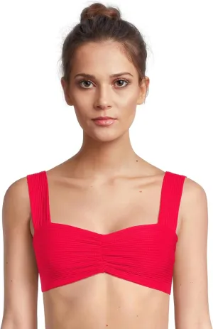 L*Space Eco Chic Econyl Marlee Bikini Top for Women, Eco Ribbed Stylish Swim Bralette with Front Ruching