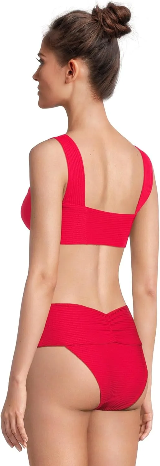L*Space Eco Chic Econyl Marlee Bikini Top for Women, Eco Ribbed Stylish Swim Bralette with Front Ruching