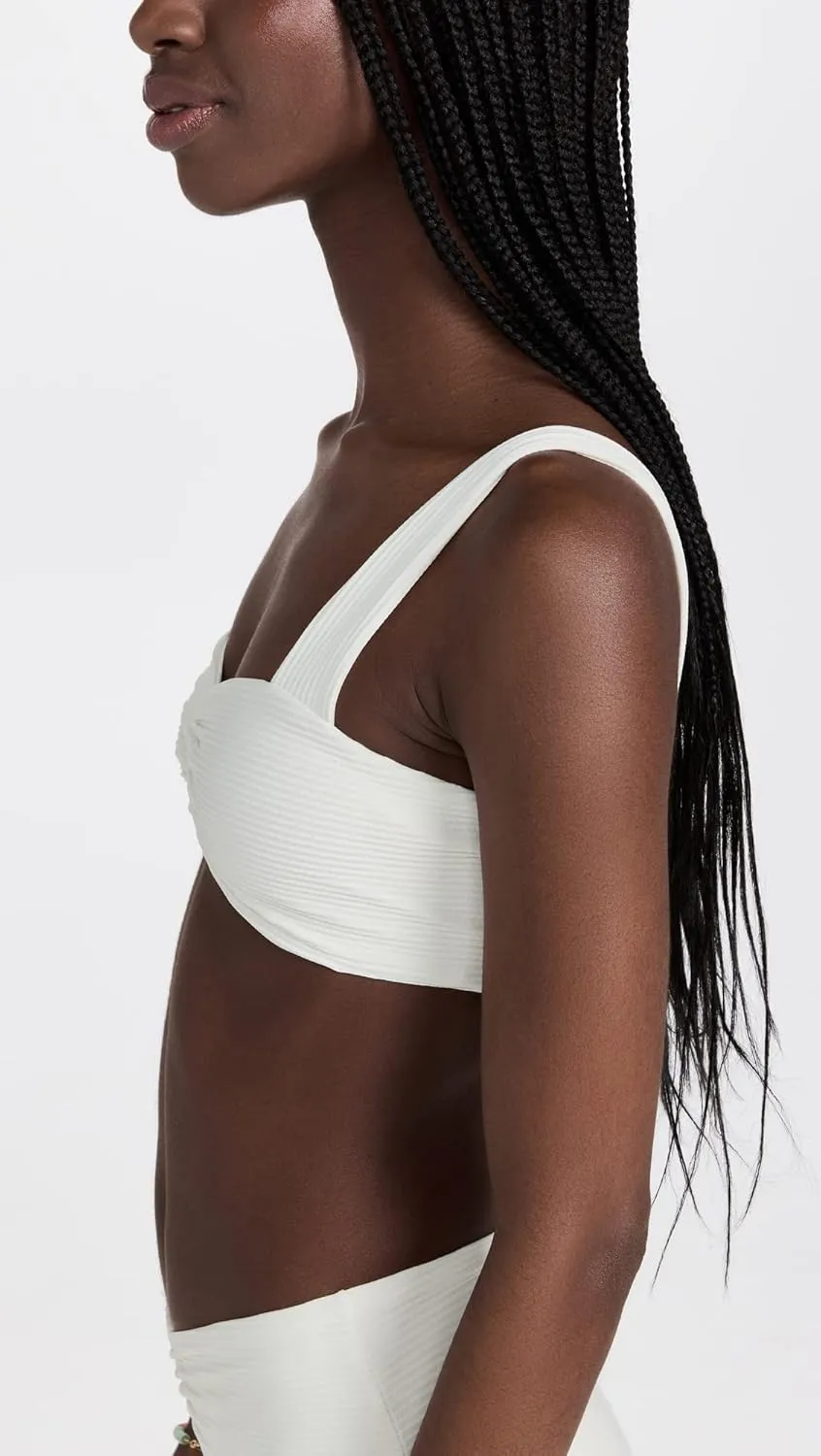 L*Space Eco Chic Econyl Marlee Bikini Top for Women, Eco Ribbed Stylish Swim Bralette with Front Ruching