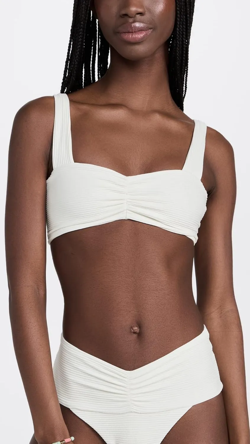 L*Space Eco Chic Econyl Marlee Bikini Top for Women, Eco Ribbed Stylish Swim Bralette with Front Ruching