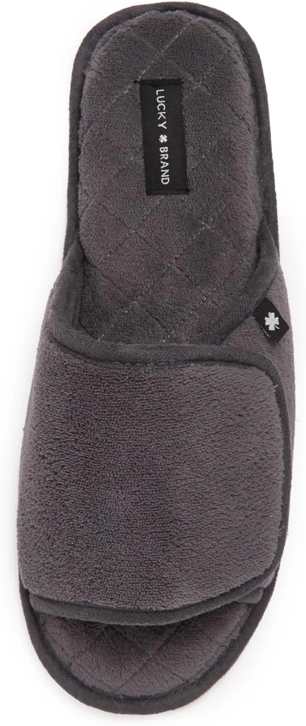 Lucky Brand Mens Microsuede Memory Foam Sherpa Clog Slippers, Warm Fuzzy Bedroom Slipper, Comfortable Indoor Outdoor House Shoes, Grey, Large