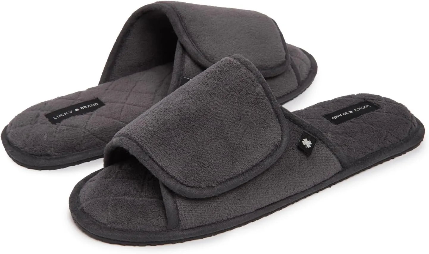 Lucky Brand Mens Microsuede Memory Foam Sherpa Clog Slippers, Warm Fuzzy Bedroom Slipper, Comfortable Indoor Outdoor House Shoes, Grey, Large