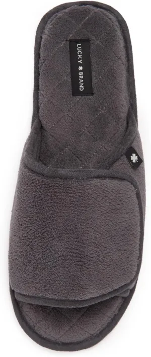 Lucky Brand Mens Microsuede Memory Foam Sherpa Clog Slippers, Warm Fuzzy Bedroom Slipper, Comfortable Indoor Outdoor House Shoes, Grey, Large