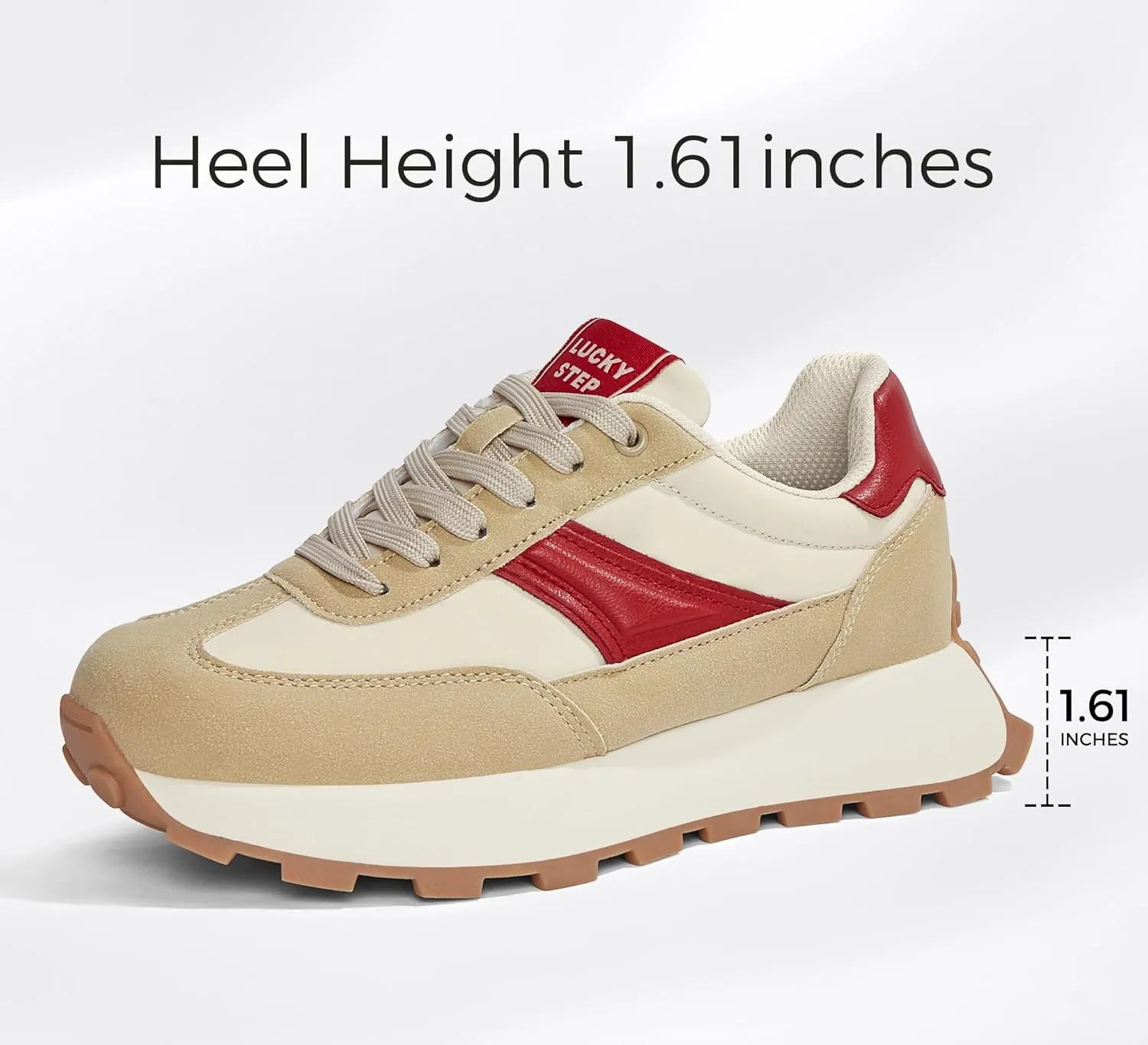 LUCKY STEP Women's Platform Retro Sneakers Classic Trainers Casual Footwear Tennis Running Chunky Lace-up Stylish Walking Shoes