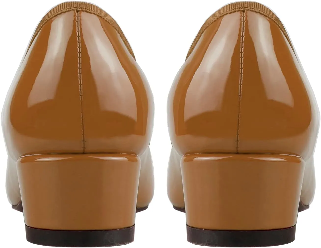 Lutalica W Women's Classic Closed Round Toe Patent Leather Comfortable Daily Slip On Bow Tie Chunky Heel Pumps Shoes
