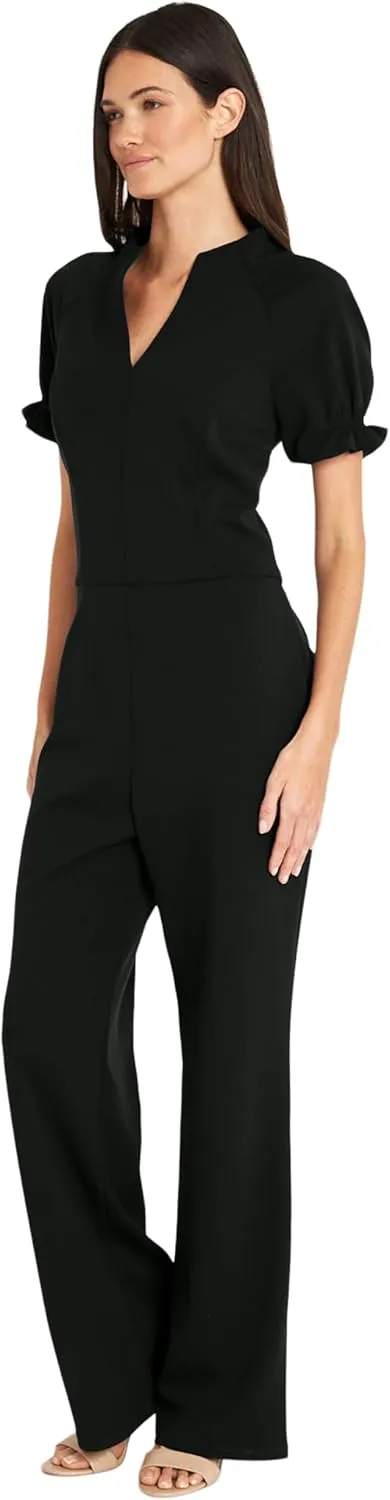 Maggy London womens Stylish Notch Neck Jumpsuit With Ruffle Sleeve Detail | Jumpsuits for Women Dressy