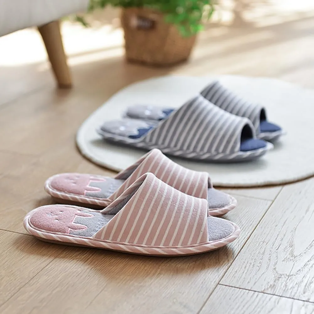 MAGILONA Women Mens Home Slippers Cotton Blends Soft Washable Open-Toe Indoor Shoes Casual Flat Silent Slippers Sole Shoes