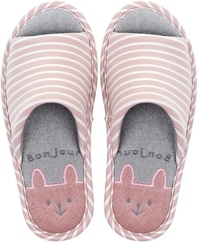 MAGILONA Women Mens Home Slippers Cotton Blends Soft Washable Open-Toe Indoor Shoes Casual Flat Silent Slippers Sole Shoes