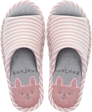 MAGILONA Women Mens Home Slippers Cotton Blends Soft Washable Open-Toe Indoor Shoes Casual Flat Silent Slippers Sole Shoes