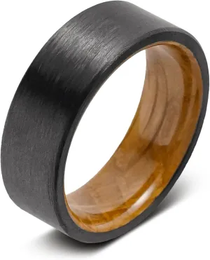 Manly Bands: Officially Licensed Jack Daniel's Rings - Men's Wedding Bands and Rings Made with Authentic Jack Daniel's Whiskey Barrels - Stylish Gifts for Men - Free Silicone Ring Included