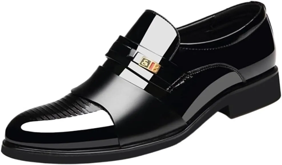 Men Leather Loafers Slip On Classic Formal Business Tuxedo Social Comfortable Dress Shoes