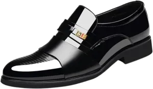 Men Leather Loafers Slip On Classic Formal Business Tuxedo Social Comfortable Dress Shoes