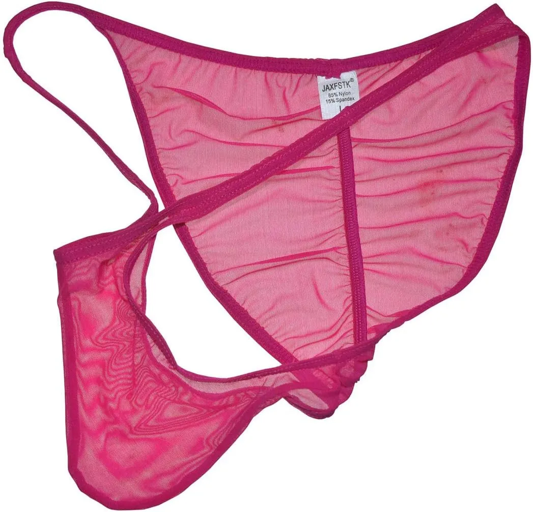 Men Slinky Brazilain Bikini Briefs Underwear Ruched Back Sheer Cheeky Briefs