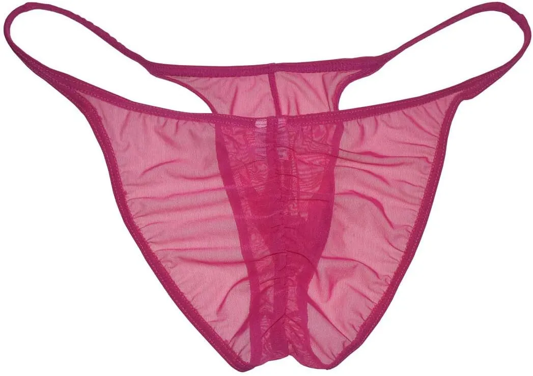 Men Slinky Brazilain Bikini Briefs Underwear Ruched Back Sheer Cheeky Briefs
