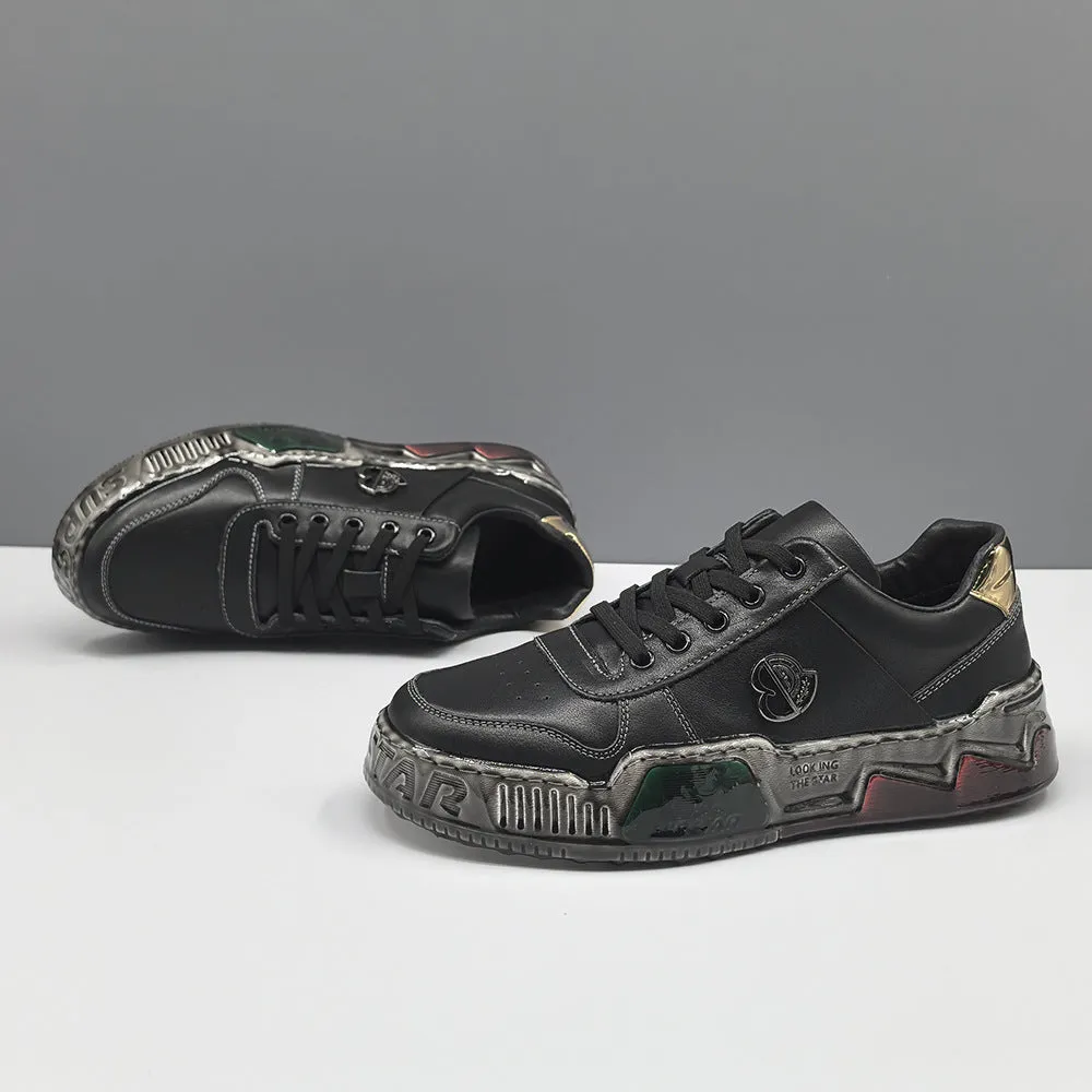 Men Stylish Leather Flat Casual Sneakers