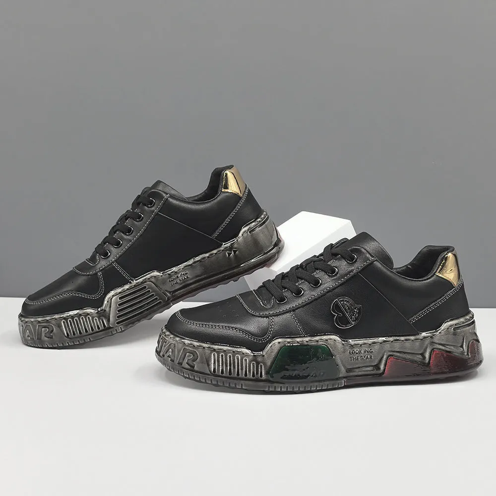 Men Stylish Leather Flat Casual Sneakers