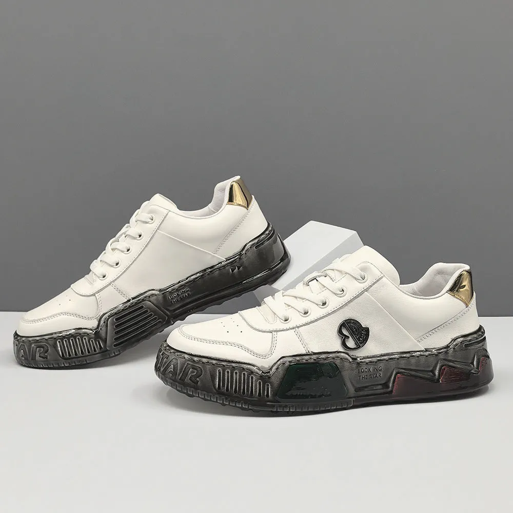 Men Stylish Leather Flat Casual Sneakers