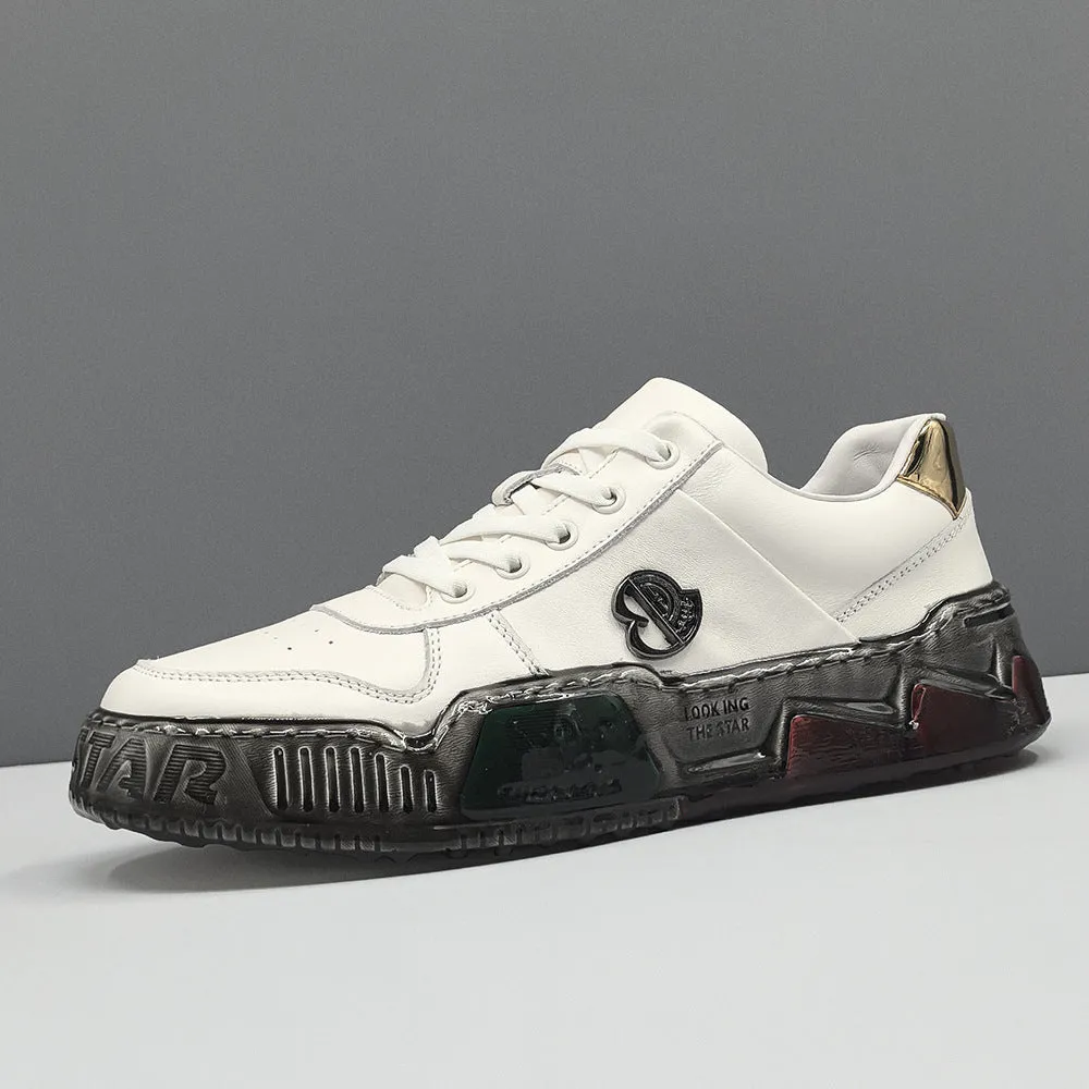 Men Stylish Leather Flat Casual Sneakers